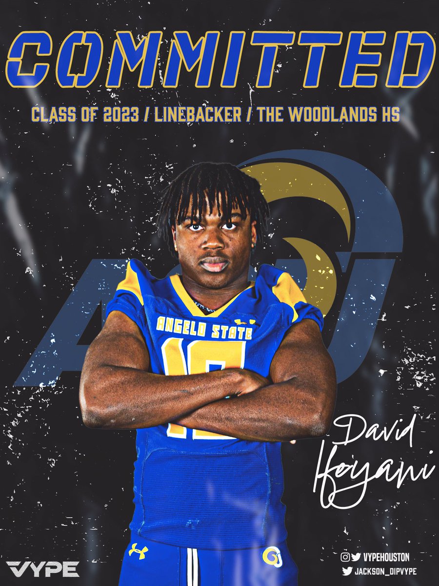 David Ifeanyi (@davidifeanyi31) on Twitter photo Committed🐏🟡🔵
<a href="/CoachOB_5/">Tyler O'Bryan</a> <a href="/CoachAdamClark/">Adam Clark</a> <a href="/angeloathletics/">Angelo State Athletics</a> <a href="/JeffGirsch/">Jeff Girsch</a> @CoachSimsASU <a href="/ColschenDavid/">Coach Colschen</a> <a href="/extrastout72/">Jim Rapp</a> <a href="/twhfootball/">Highlander Football</a> <a href="/vypehouston/">VYPE Houston</a> @jackson_dipVYPE Committed🐏🟡🔵
<a href="/CoachOB_5/">Tyler O'Bryan</a> <a href="/CoachAdamClark/">Adam Clark</a> <a href="/angeloathletics/">Angelo State Athletics</a> <a href="/JeffGirsch/">Jeff Girsch</a> @CoachSimsASU <a href="/ColschenDavid/">Coach Colschen</a> <a href="/extrastout72/">Jim Rapp</a> <a href="/twhfootball/">Highlander Football</a> <a href="/vypehouston/">VYPE Houston</a> @jackson_dipVYPE