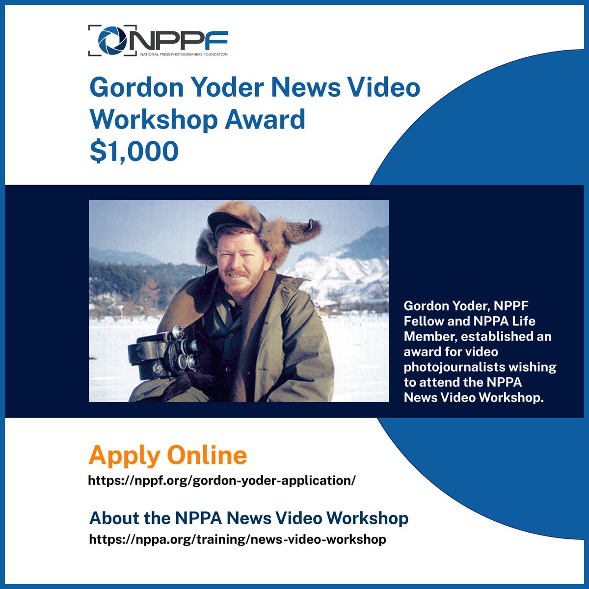 National Press Photographers Foundation (@nppfscholars) on Twitter photo Get your applications in soon for the 2023 Gordon Yoder News Video Workshop Award! 📌DEADLINE: January 31, 2023
Apply Online: nppf.org/gordon-yoder-a… #Videojournalists @nppa <a href="/NPPFScholars/">National Press Photographers Foundation</a> Get your applications in soon for the 2023 Gordon Yoder News Video Workshop Award! 📌DEADLINE: January 31, 2023
Apply Online: nppf.org/gordon-yoder-a… #Videojournalists @nppa <a href="/NPPFScholars/">National Press Photographers Foundation</a>