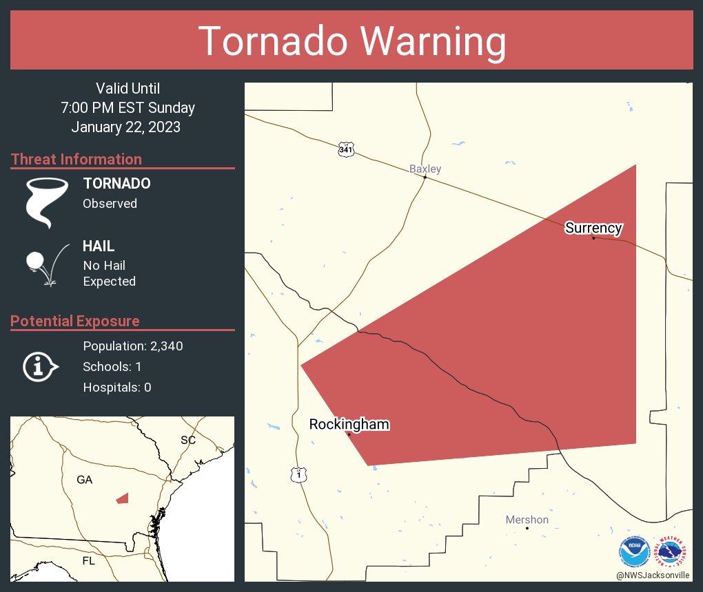NWS Tornado on Twitter "Tornado Warning continues for Rockingham GA
