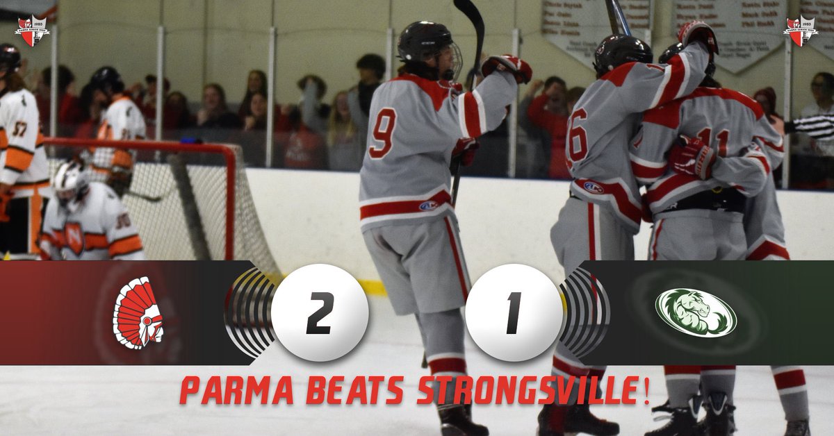 Parma hockey beats Strongsville 2-1!  #ParmaPride #RedmenStrong