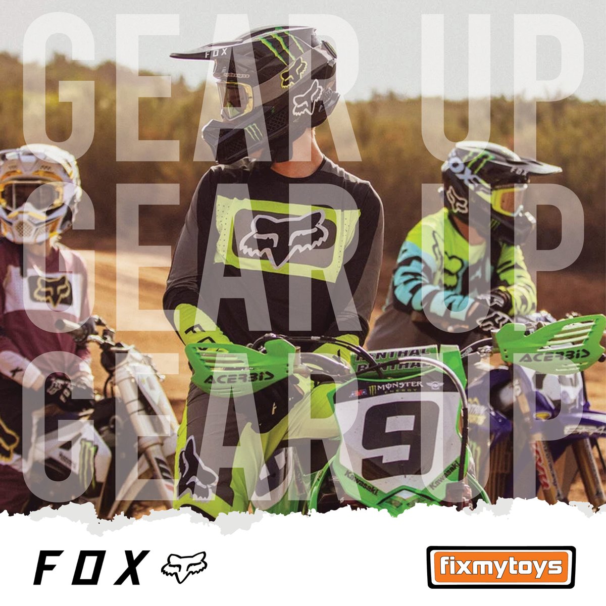 FixMyToys's tweet photo. Gear up. Shop the hottest Fox Racing apparel, gear, and equipment at Fix My Toys. 
#foxracing #FMT #Dirtbike #atv #motocross #offroad https://t.co/97b5OSoBRK