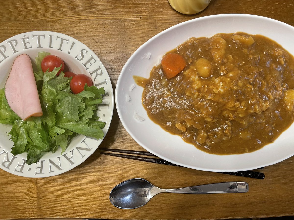 もちっともちっと もっちごへいです😆 昨夜カレー🍛でした😄 朝一番にカレーを作りよる早めに 寝ようと考えておりました。 結果は昨夜は９時に寝れスッキリ🤗 それに もっちちゃん 黄金のカレーだ🍛 ごへい 良い表現ね もっちママ ごへいは表現力弱いけどね‼️ 