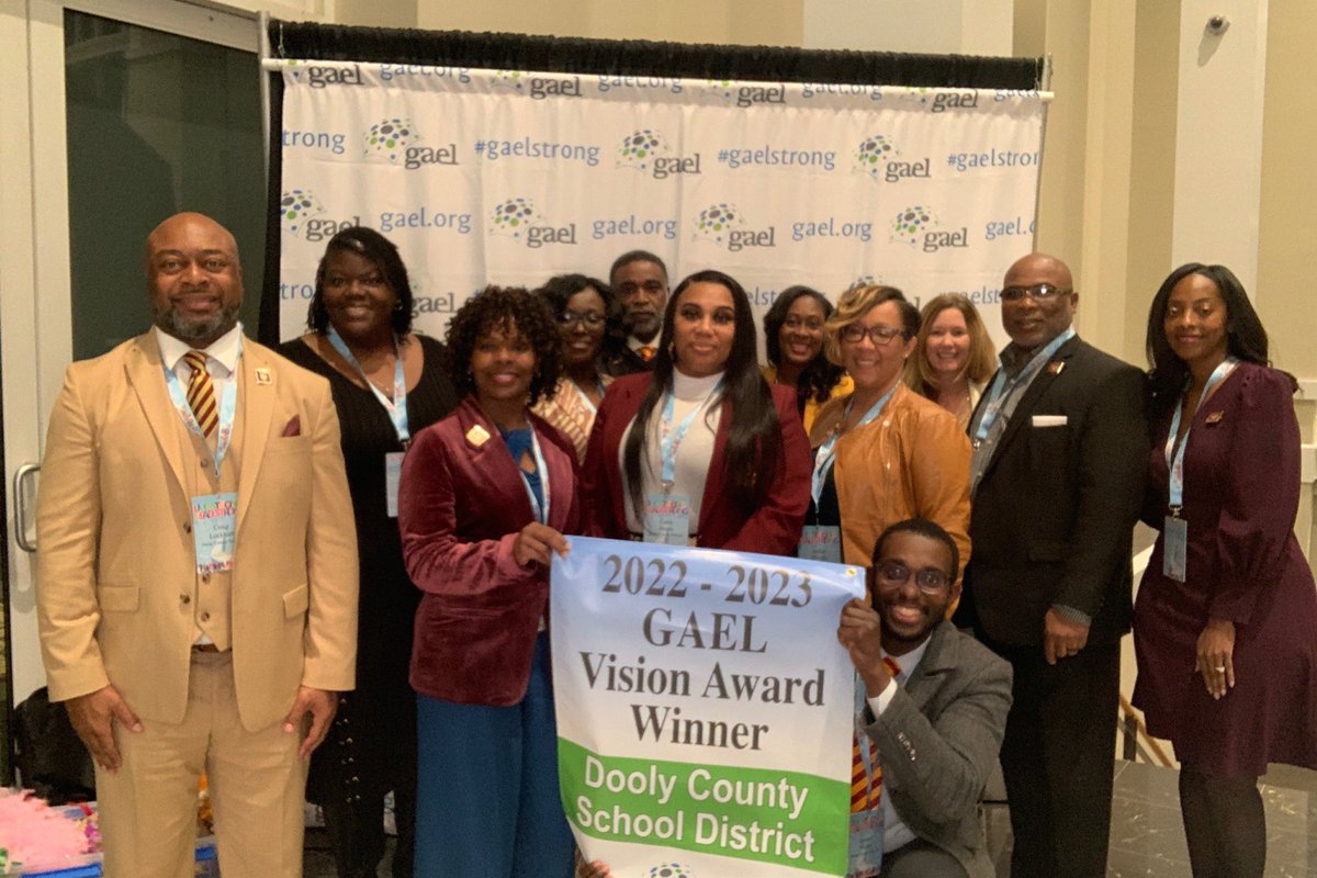 SchoolGenetics's tweet photo. Dooly County Schools was named a 2022-23 GAEL Vision Award recipient this evening! The award recognizes outstanding dedication to professional development for educators. I am proud of our commitment to excellence! #thisisdooly #dooly4life https://t.co/EDjw4yDhN7