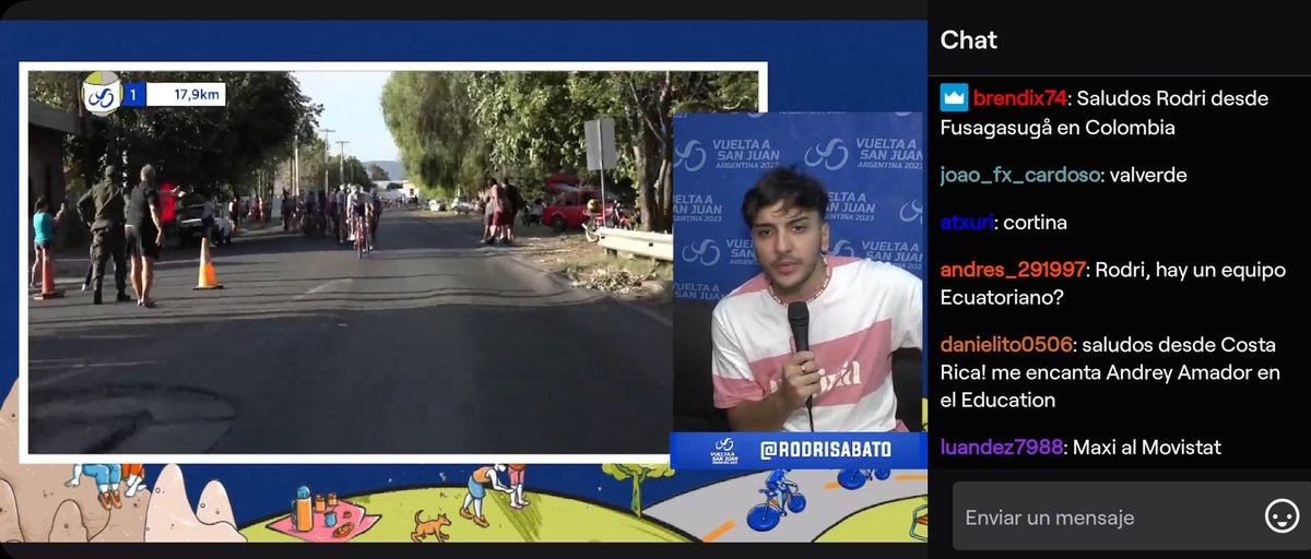 Más orgulloso no puedo estar!! 
Mi hijo haciendo historia con la primera transmisión oficial de ciclismo por Twitch!! 
Felicitaciones @RodriSabato y gracias por seguir aportando para que el deporte que amamos crezca más y más!!

#VueltaASanJuan