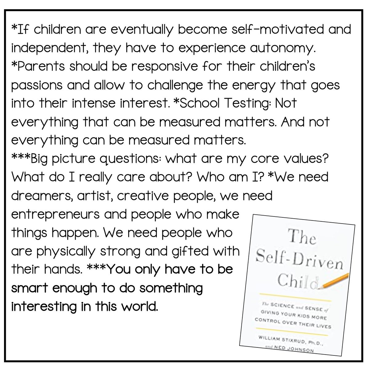 TaniaK1031's tweet image. Highly recommend this book! #theselfdrivenchild 📚#booknotes
