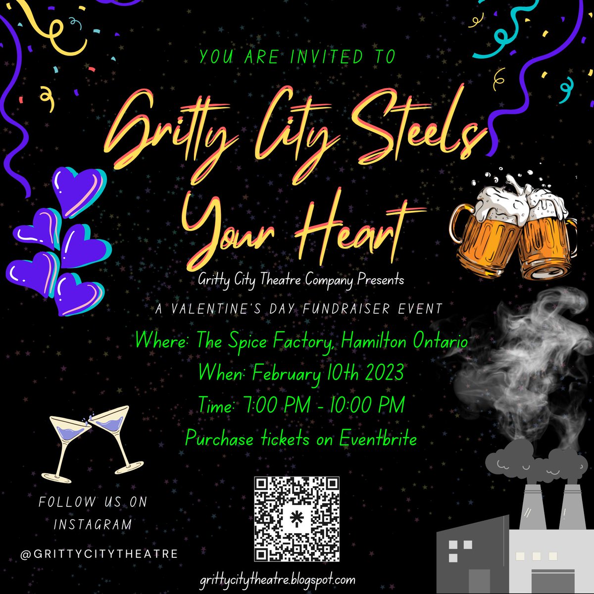 CompanyGritty's tweet photo. Gritty City Theatre is having a fundraiser event of Friday, February 10th at the Spice Factory. Get your tickets now: https://t.co/YIt2jgowzo
#hamont #fundraiser #localtheatre #theatreinhamilton #grittycity #theatre #independentfilm #digitalexclusive #fundraisingevent #raffle https://t.co/s5ISt1TLrV