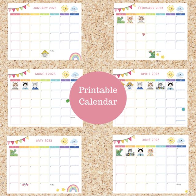 Our 2023 Printable Calendar is available for download on our website, #Etsyshop &amp; #teacherspayteachers store. Choose the whole year for $5.99 or select specific months for only $0.99. Perfect for the fridge or the classroom! OliKidsCo.com 💛