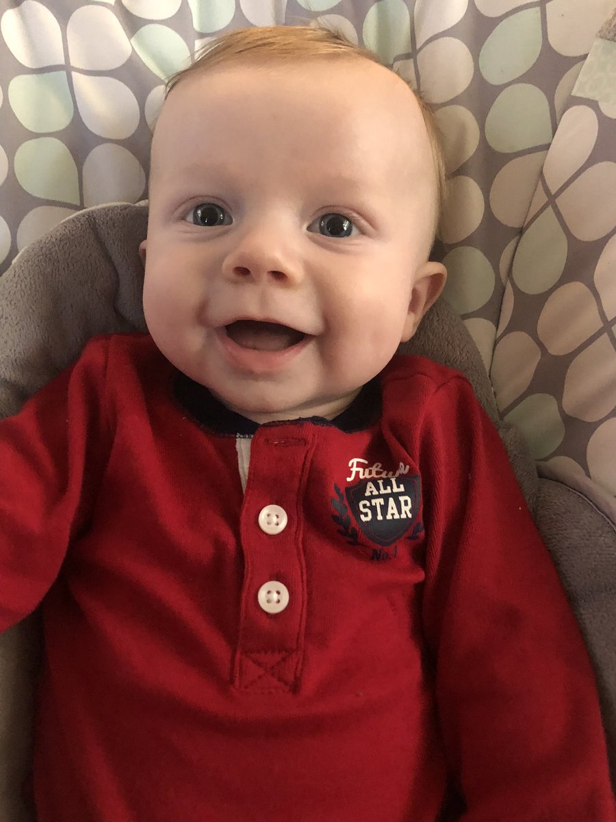 CoachNeilson_FB's tweet photo. My baby boy loves to smile!! We are blessed with three, very happy (at times ornery lol) kids! #LeviMark #Almost3Months https://t.co/e1kqw8Bveh