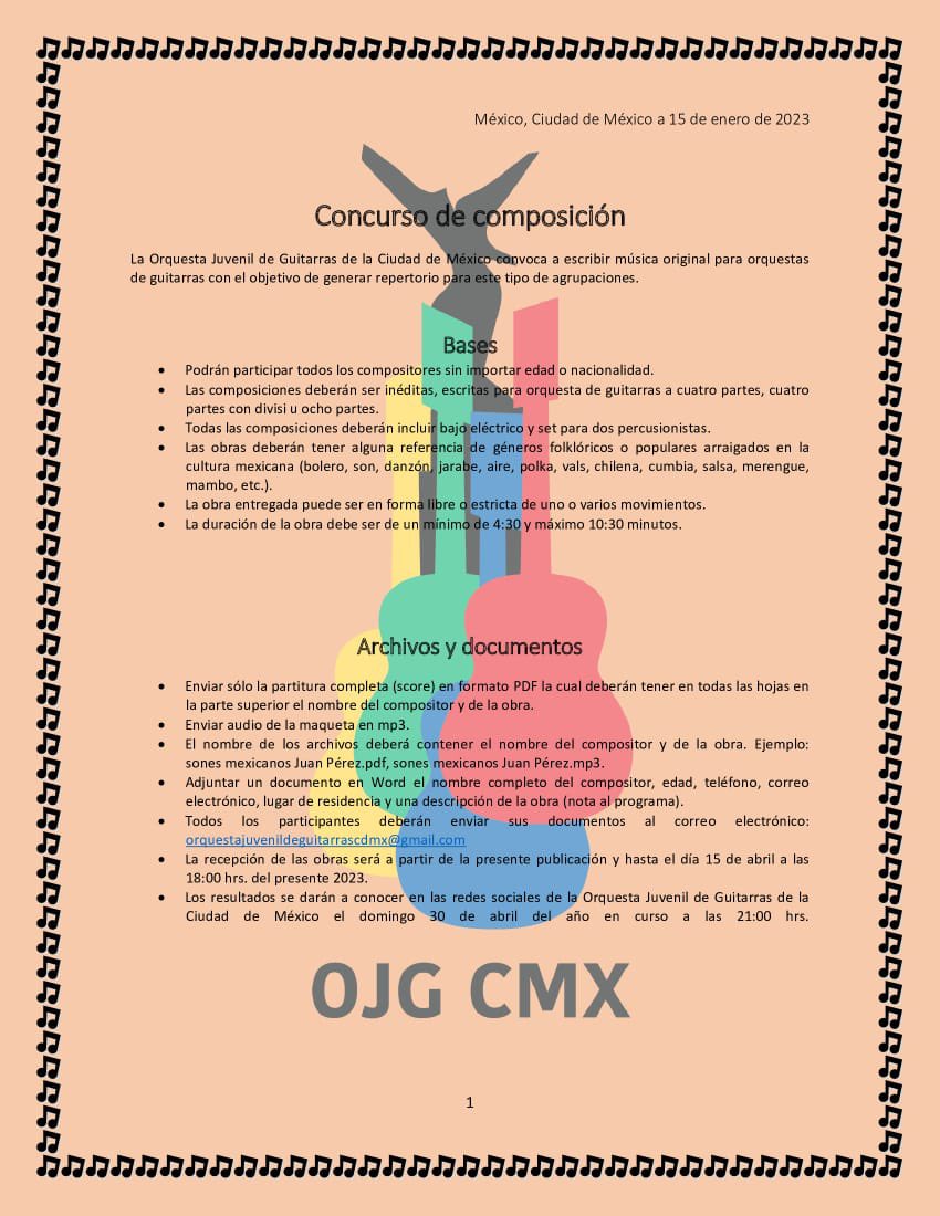 OJGCMX's tweet photo. Les dejamos nuestra convocatoria de composición. Esperamos sus obras. https://t.co/YCdR6zeBd4