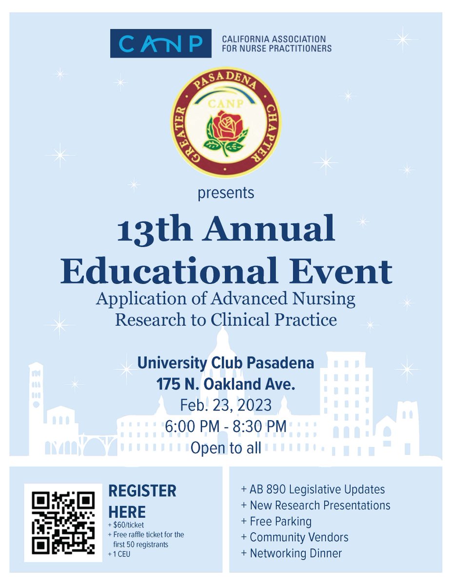 canp_gp's tweet photo. CANP-GP invites you to register for our 13th Annual Educational Dinner. CEUs, political representatives, and more! Use the QR code above or register at the CANP chapter page. https://t.co/SfMRwuvcqW
