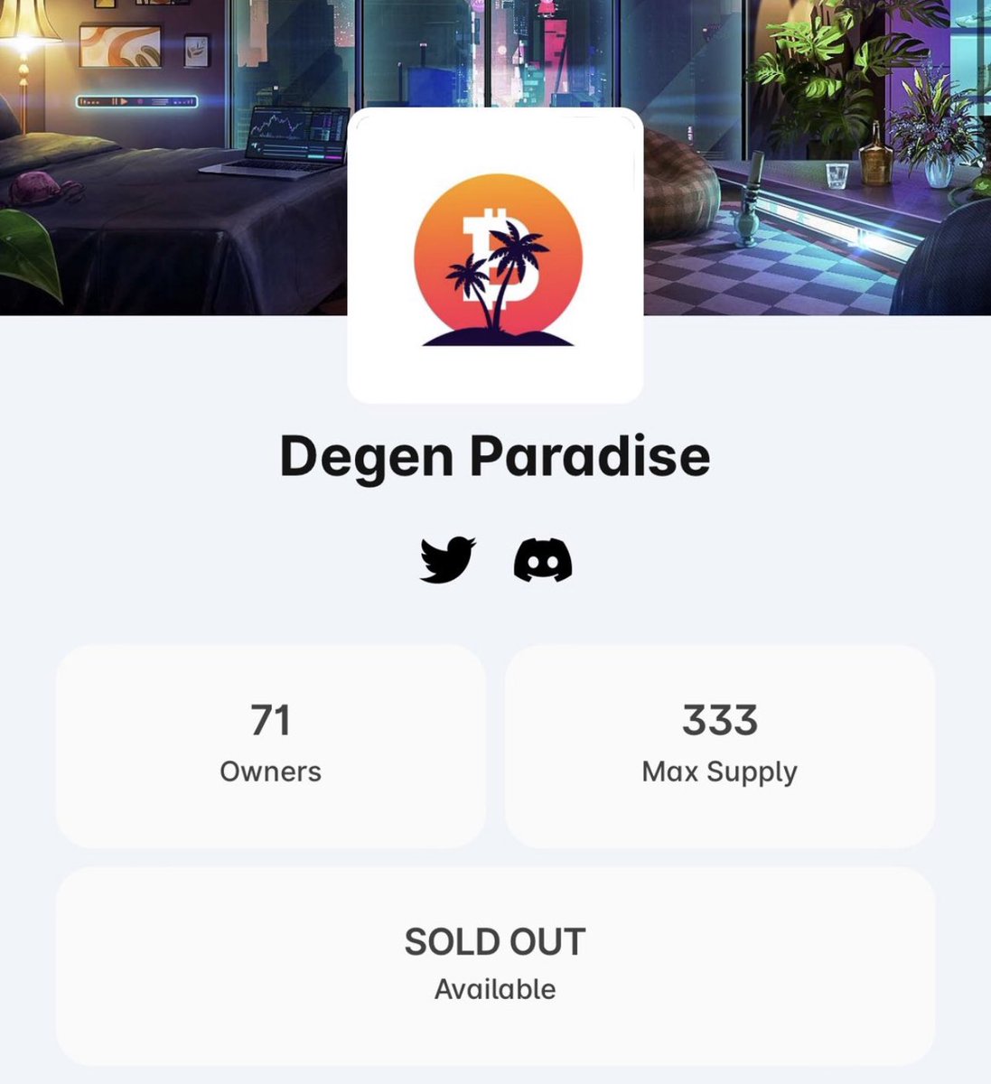 Congrats to Degen Paradise (@paradiseHBAR) on the quick sell out during the stealth launch today 💯 #hbarNFTs #HederaNFTs