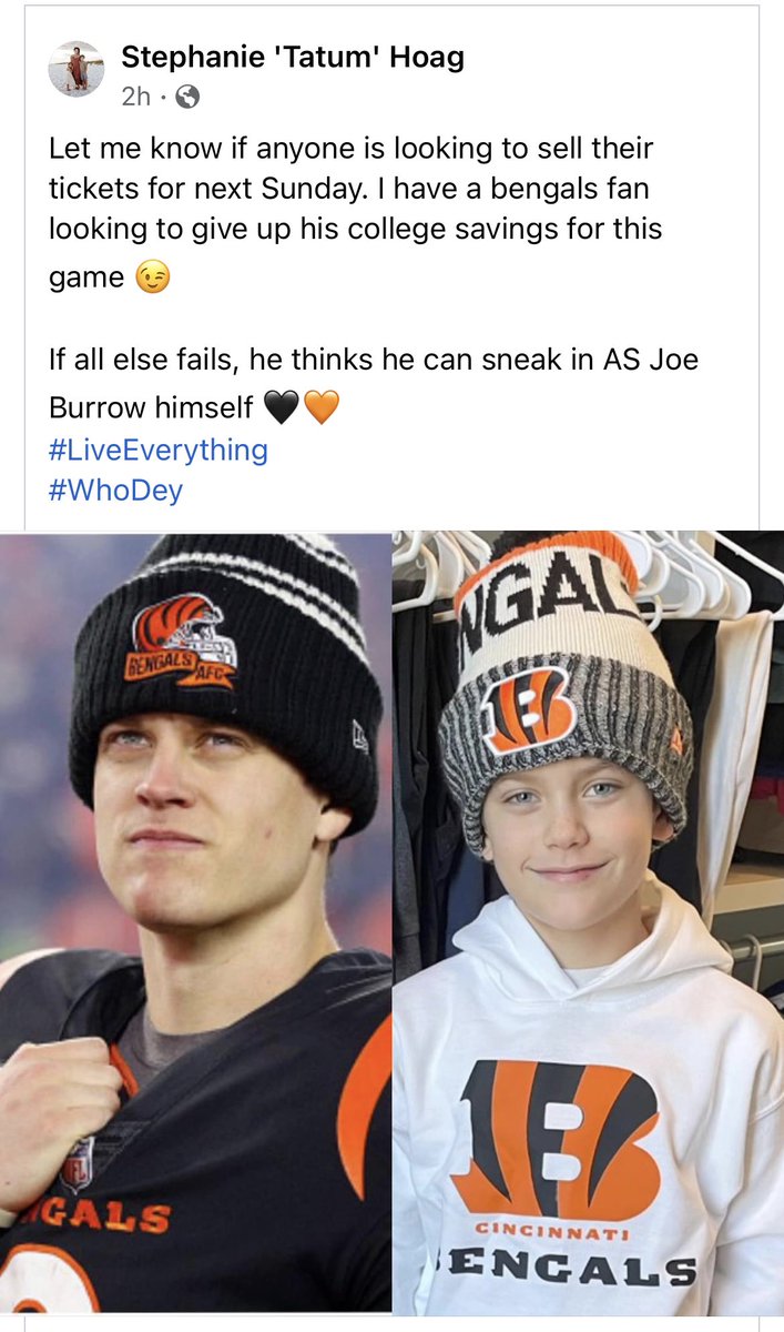 jellis377's tweet image. If there’s ever a good time for social media to be used for good, this is a good time. @Bengals @JoeyB @TatumMarie2 #makeakidsdreamcometrue