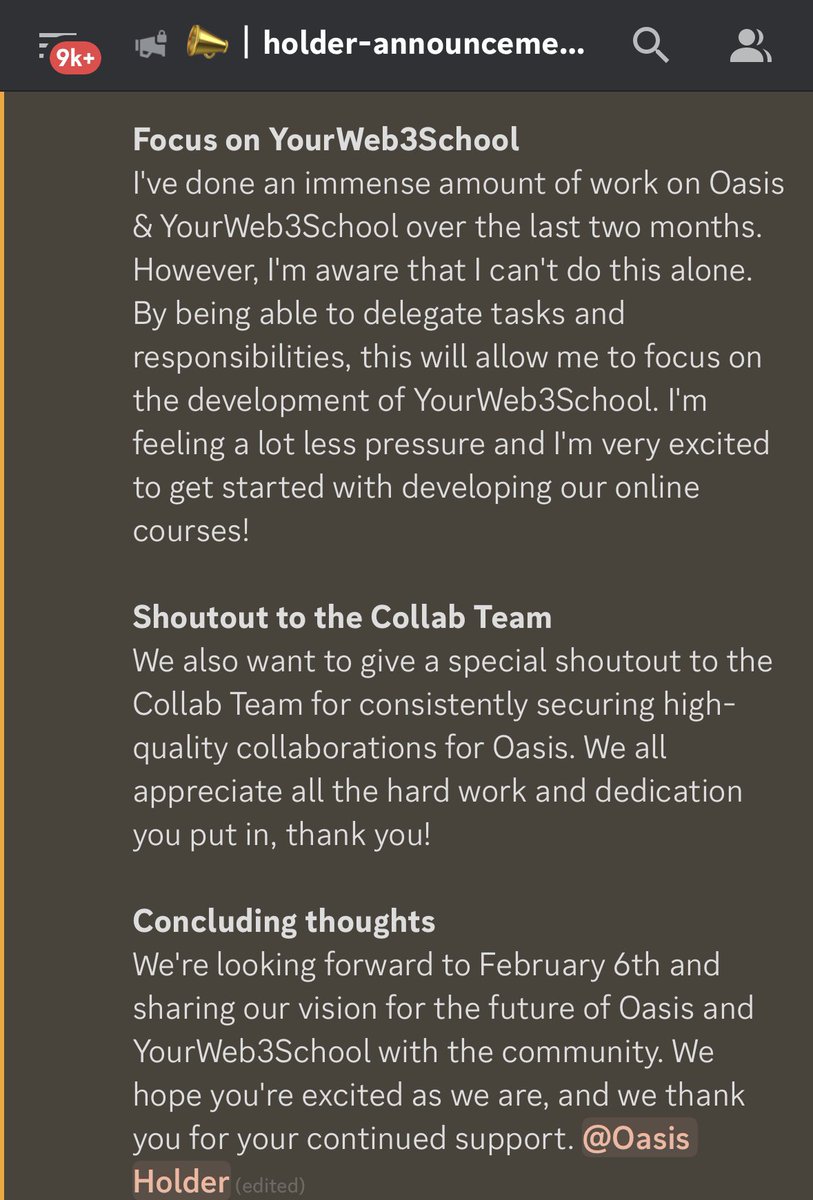 ➡️Quick Update about Oasis Awakening &amp; <a href="/YourWeb3School/">YourWeb3School.eth</a> 

➡️New White paper out February 6th

👀Lots of exciting development in the works! 2023 is going to be a massive year for Oasis🤝