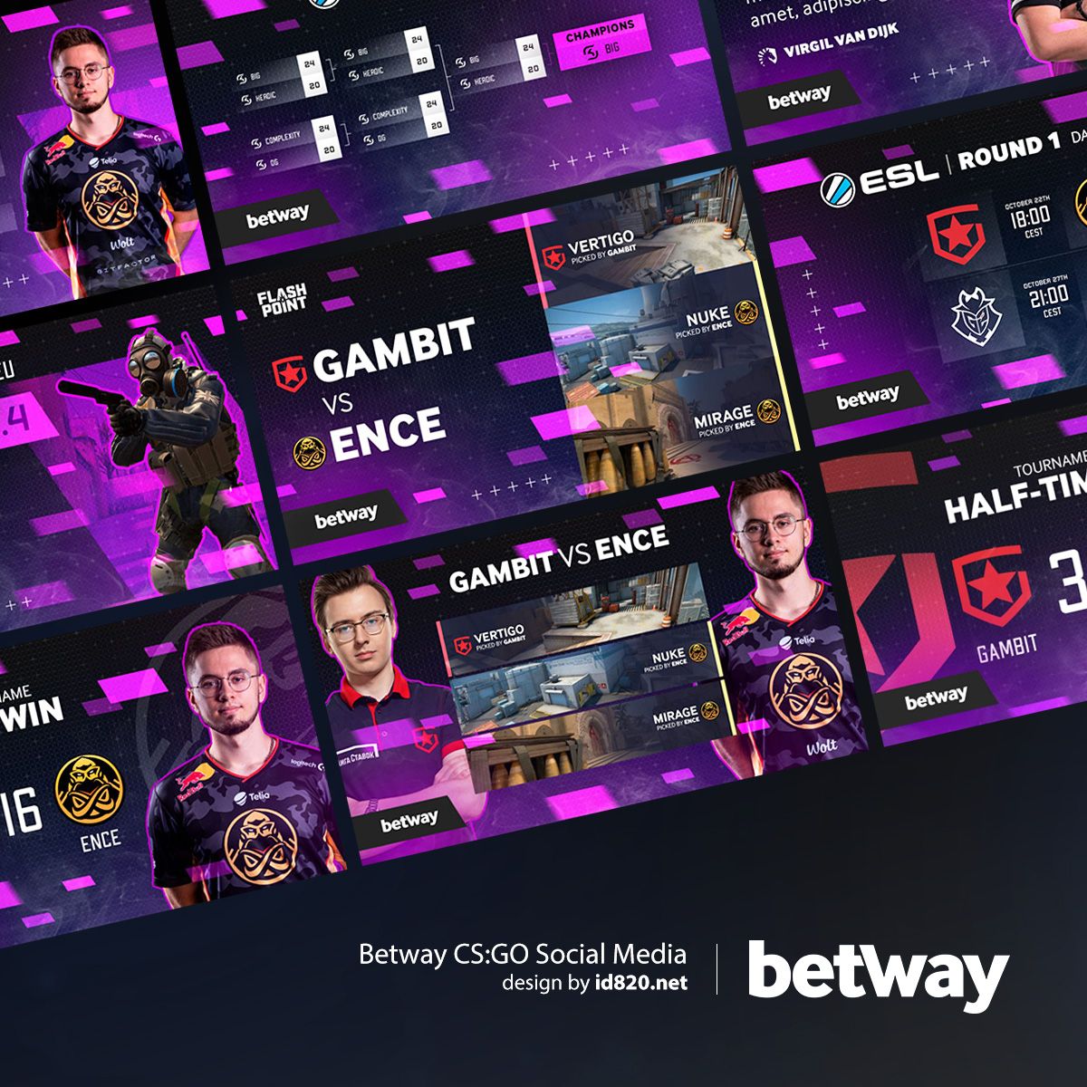 id820's tweet photo. I just shared on my Behance the social media pack i created for @betwayesports  a while ago, this project was awesome to work on! Turning data into art is one of my favorite things to do as designer, link on comments.

#socialmedia #esports #graphicdesign #betway #csgo https://t.co/lIkl9eq4sC