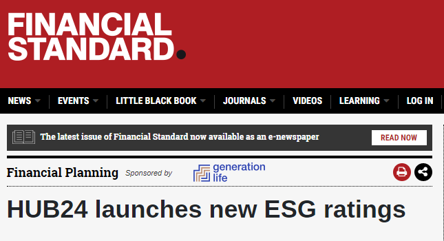 Today we launched additional ESG ratings on our platform, following a collaboration with Morningstar  and the Responsible Investment Association Australasia (RIAA).

Read article in <a href="/FinStd/">Financial Standard</a>: bit.ly/3ZVtNwP 

#empoweringbetterfinancialfuturestogether