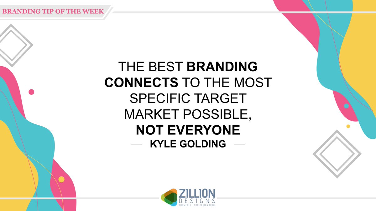 Branding tip of the week-@KyleGolding 

#brandconsultant #brandstrategy #brandingexpert #audience #LogoDesign #graphicdesign #brands #branddesign #zilliondesigns #tipoftheweek