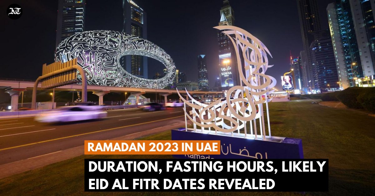 khaleejtimes's tweet photo. #Ramadan 2023 in #UAE: Fasting hours at the beginning of the Holy Month, from dawn to dusk, will be around 13-and-a-half hours and will reach 14 hours and 13 minutes towards the end of the month

https://t.co/nwyADPJA1U

#fasting #EidAlFitr https://t.co/AToGCvZyqT