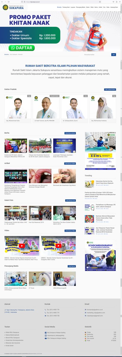 inisialdotcom's tweet photo. Rumah Sakit Islam Jakarta Sukapura, RS Bercitra Islami, senantiasa meningkatkan sistem manajemen mutu yang berorientasi kepada kepuasan pelanggan dan keselamatan pasien melalui pelayanan yang ramah, cepat, tepat dan akurat. #webdesign #webprofile #webcorporate #webrumahsakit https://t.co/TnHPYwibJJ