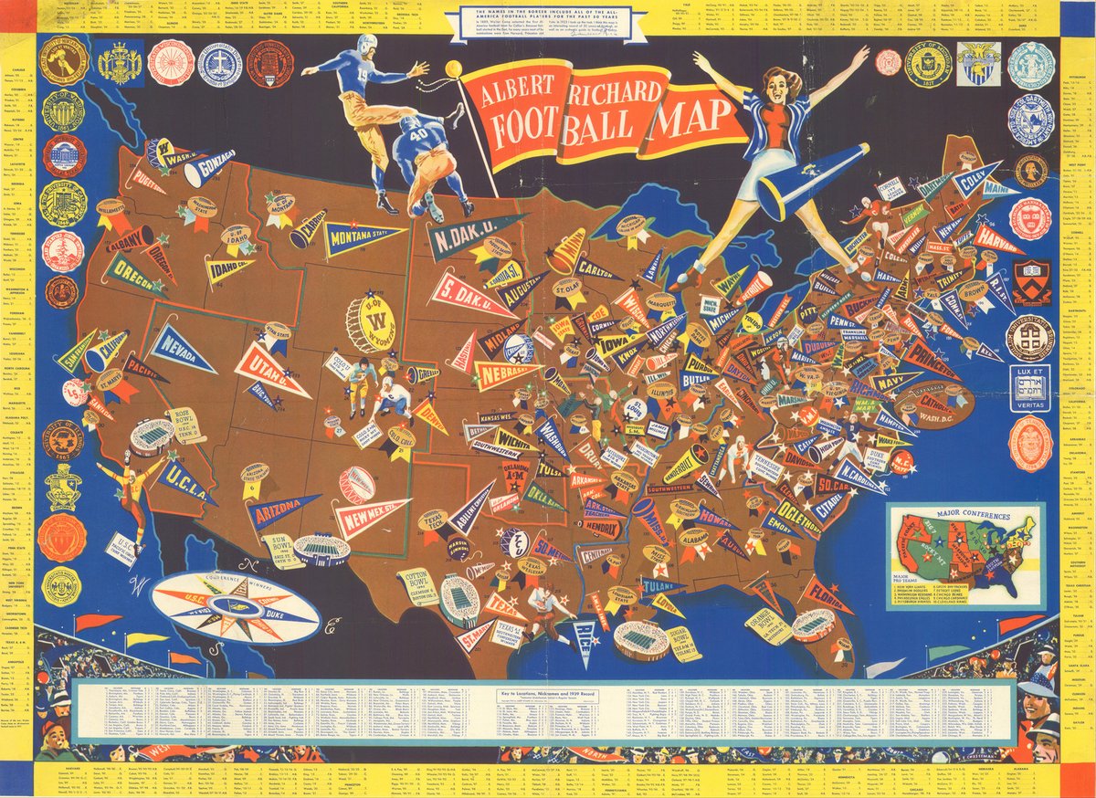 Let's go team! This map shows major college teams in 1940. 

Find your home team here: raremaps.com/gallery/detail…

#maps #football