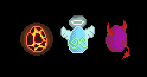 A trio of #mythical eggs for #pixeldailies <a href="/Pixel_Dailies/">Pixel Dailies</a> 

#gameart #2dart #gamedev #portfolio #pixelart