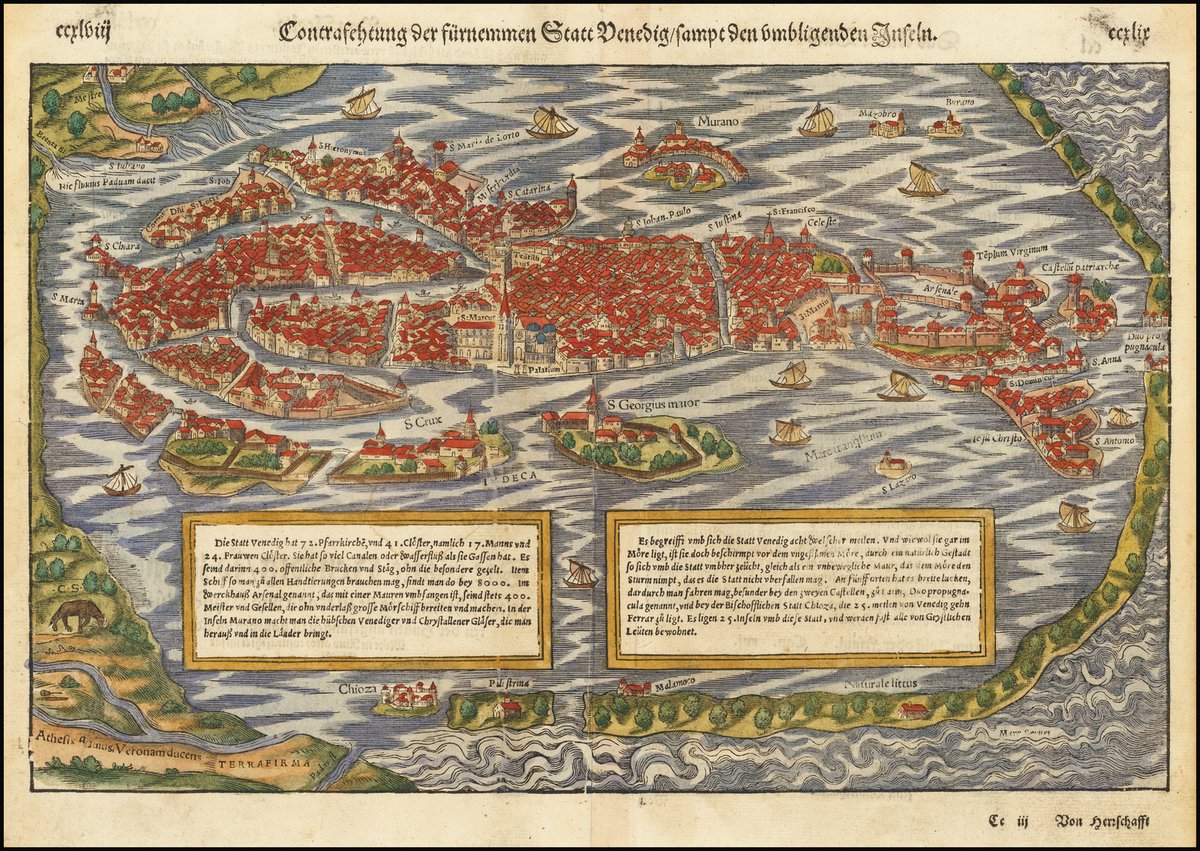 Venice always looks good, and this Munster view of the city (ca. 1550) is no exception! 

Zoom in on each building here: raremaps.com/gallery/detail…

#maps #Venice