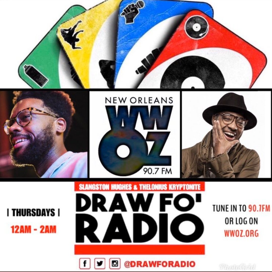 DrawFoRadio's tweet photo. It’s been 3️⃣ days since we dropped our latest episode. On this week’s show we played music from @Jae_loX + @KnoxKetchum + @charmlikemagic + @AishaRaQuel et al.

Listen to our latest using @wwozneworleans' 2-week archive here: https://t.co/4peeXFUusr #NOLAHipHop #rap #NOLAmusic https://t.co/T1L7ZZ6a9y