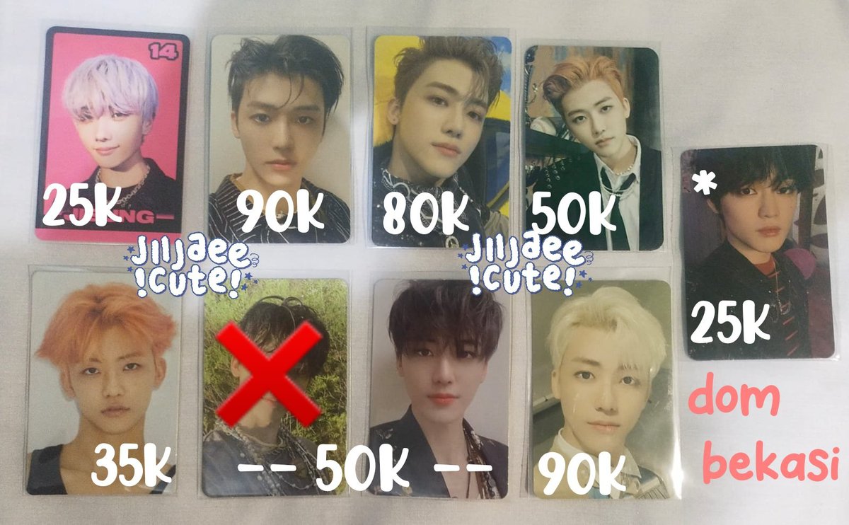 wts / want to sell

๑ dom bekasi
๑ bisa shopee &amp; freeong
๑ keep event ✓ 
(@) mt after dm 
(* Slight)

tg. Wts aab nct tranding card glitch mode jisung jaemin arrival young star pendant stiker we go up future crazy departure chenle ridin mark seoul city murce