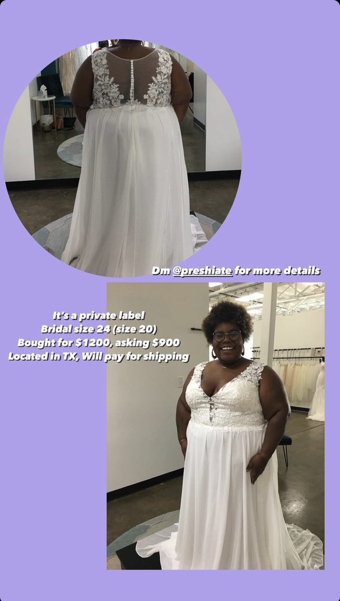 preshiate's tweet photo. do you know anyone looking for a wedding dress? ya girl is desperate to sell the one I originally bought. 
Pls RT ✨ https://t.co/8NXikYswyh