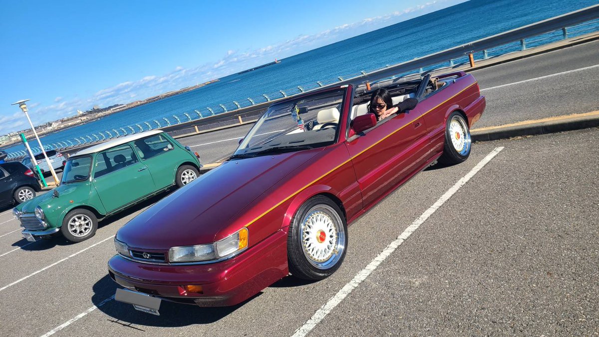 svx__2001's tweet photo. yuyu and omega drive 
#m30 #infinity #us #sidemarker #burgundyberry #convertible https://t.co/XKmNZ4rdFb