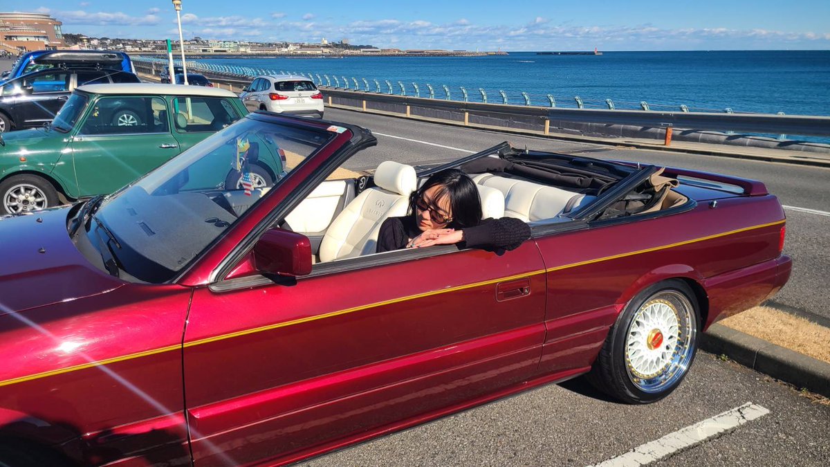 svx__2001's tweet photo. yuyu and omega drive 
#m30 #infinity #us #sidemarker #burgundyberry #convertible https://t.co/XKmNZ4rdFb