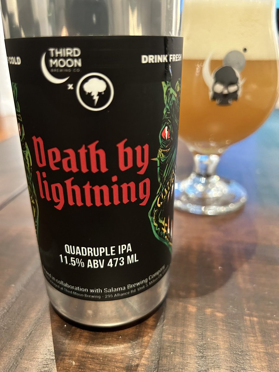 Because ending a fun weekend on a high note is key! Death by Lightning, a quad collab by <a href="/ThirdMoonBeer/">Third Moon</a> and <a href="/SalamaBrewing/">SalamaBrewing</a> is a banger... and quite possibly too much for a Sunday evening... but we'll find out in the am. Outstanding! 🇨🇦🇫🇮