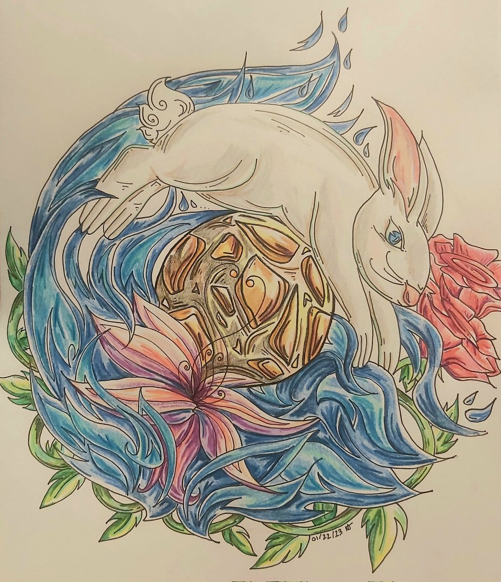 craftynd's tweet photo. Happy Lunar New Year!  Water rabbit was my inspirational muse for today's mindful drawing: 
#LunarNewYear #WaterRabbit #art https://t.co/KsNT74c7v7