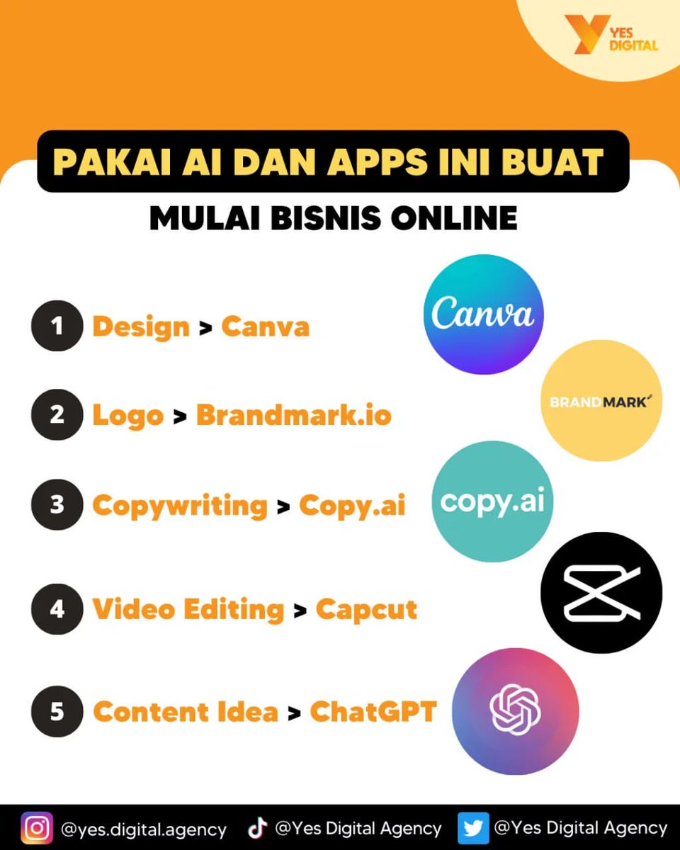yesdigital__'s tweet photo. Sobat digi udah pernah nyoba yang mana?
#YesDigitalAgency #YesDigital #SocialMedia #SocialMediaMarketing #SocialMediaAgency #Agency #AI #Apps #Canva https://t.co/Go6HINlew4