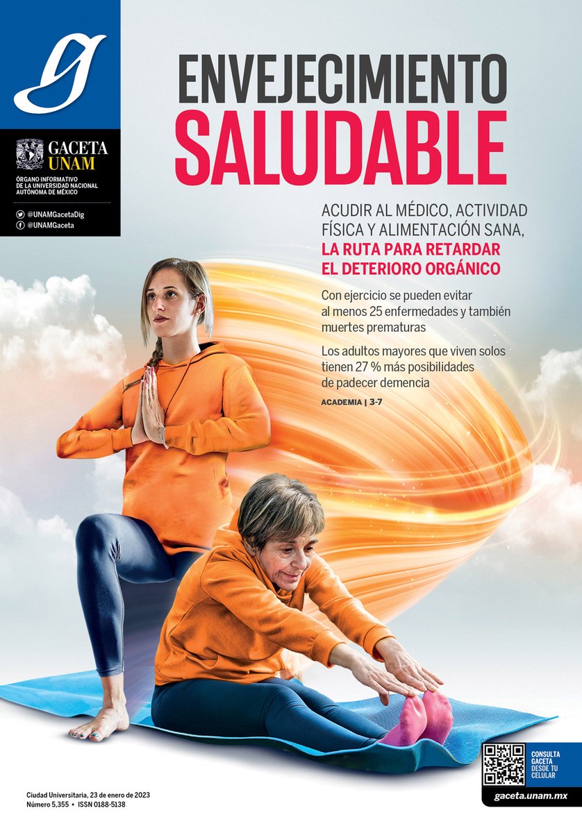 Hoy en #GacetaUNAM

-Sí es posible el envejecimiento saludable

- Se puede vivir más y mejor. El ejercicio es la clave

-  Sara Topelson. Arquitectura y vida en la diversidad

- Ulama, el juego mesoamericano de pelota que sobrevive en la UNAM

bit.ly/3kASKO8