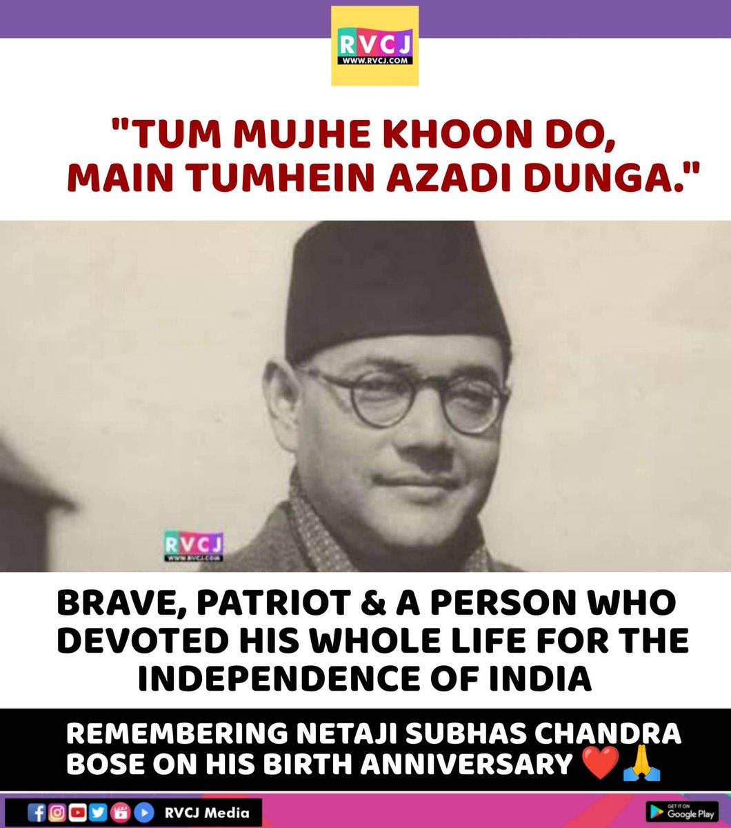 RVCJ_FB's tweet photo. Remembering Netaji Subhash Chandra Bose on his birthday 🙏🏻 https://t.co/XnAQZJt28w