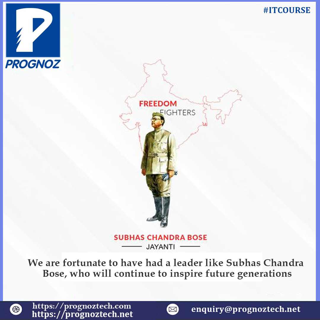 Prognoztech's tweet photo. Work hard and never stop. Be inspired, stay inspired by one of the greatest #heroes of our nation. Let’s celebrate the spirit of youth with #NetajiSubhasChandraBose on his birthday. #Prognoz Tech wishing you all a very Happy #SubhasChandraBoseJayanti. 
#Freedom #Fight #JaiHind https://t.co/pDTgtL06Xn