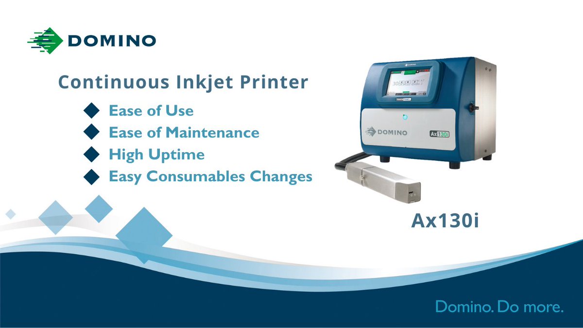 DominoIndia's tweet image. Simplicity, quality and productivity are at the heart of the Domino CIJ Printer Ax130i.
Customer benefits as below-
➡️ Easy-to-use
➡️ Excellent first time start up
➡️ Worry-free printing
➡️ Consistently great print quality
👉 Read more:bit.ly/3sqU2gk
#CodingAndMarking