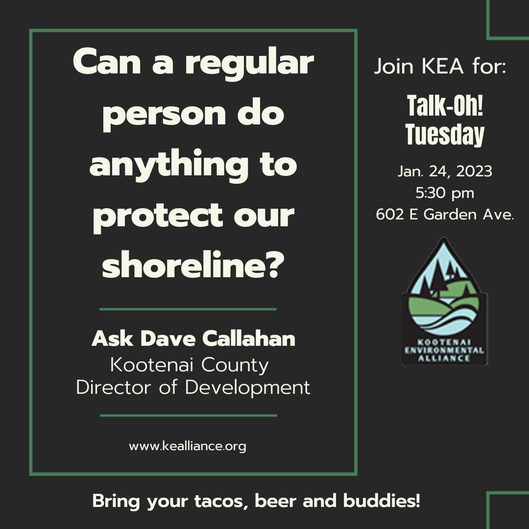 Just one more day until it's time to Talk-Oh! Looking forward to seeing you and special guest Dave Callahan at KEA tomorrow. It's time to learn what we can do to protect our lake!