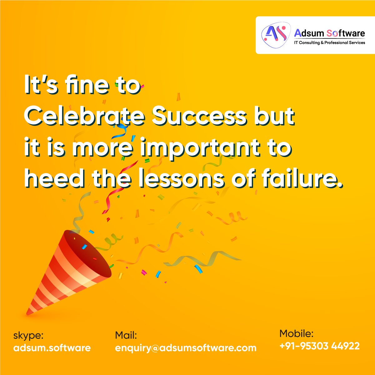 AdsumSoftware's tweet photo. "It’s fine to celebrate success but it is more important to heed the lessons of failure."  - Bill Gates

#mondaythoughts #MondayMotivaton #BillGates 

https://t.co/D8bl18yNo4 #AdsumSoftware https://t.co/uPqFTeWISP