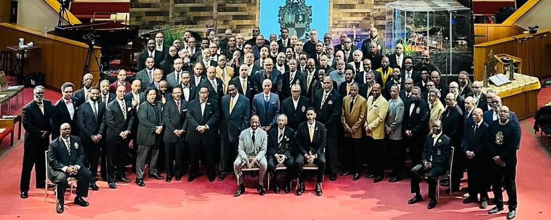 The men of Alpha Phi Alpha Fraternity Inc. supporting their brothers, Rev. Dr. Otis Moss III &amp; The Honorable Rev. Dr. Raphael Warnock this morning at Trinity United Church of Christ, Chicago, IL.