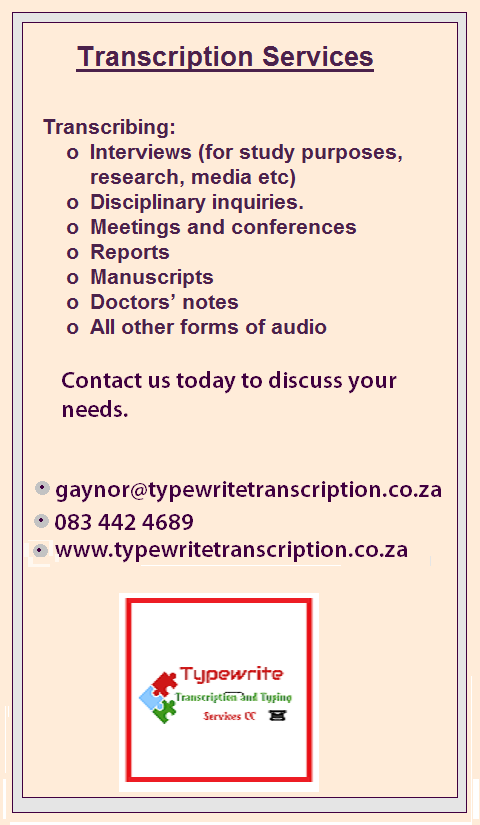 TypewriteSA's tweet image. #transcribing #transcription #transcriber #transcriptionist #students #academics #research #media #reports #audio #meetings #conferences #interviews