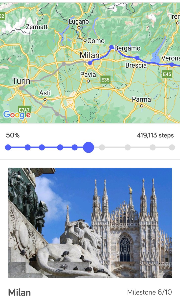 Half way through our walking challenge and exactly half way to our virtual destination.  Bang on track but need to up the anti to get there on time #bigteamchallenge