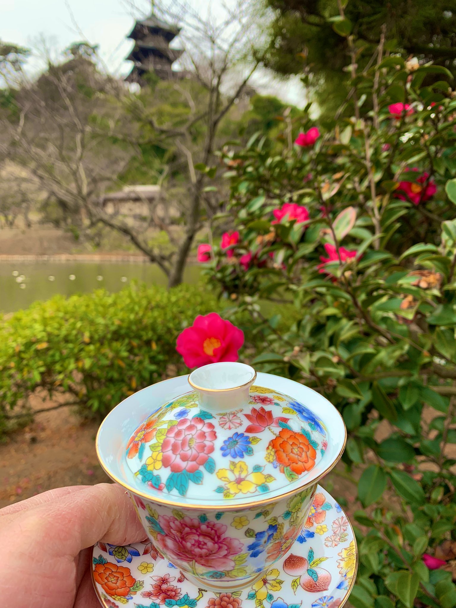 1114中国　素三彩　梅竹&漢詩六角文茶入　茶道具　送料込み1115 1114中国 素三彩 梅竹&漢詩六角文茶入 茶道具 送料込み1115