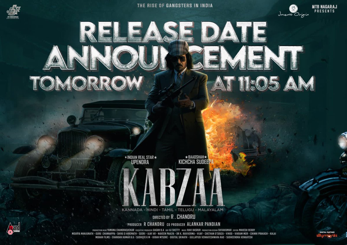 My Next Releasing soon 💪 Wait is over #Kabzaa next big thing in the Indian cinemas Release date announcement on #Jan24th
@nimmaupendra @kichchasudeepa @shriya_saran1109 @anandpandit @anandpanditmotionpictures @rchandrumovies @ravibasrur @kabzaamovieofficial

#Kabzaa