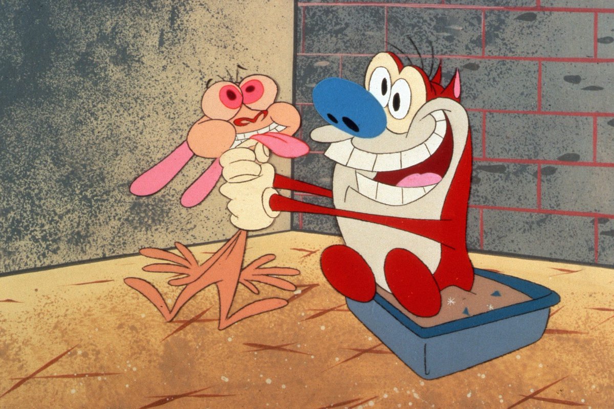 AyerNomasSeries's tweet image. John Kricfalusi creó los personajes #Ren y #Stimpy en 1978. Una fotografía de Elliott Erwitt llamada &quot;Ciudad de Nueva York, 1946&quot; fue la inspiración para #Ren. El diseño de Stimpy se inspiró en la caricatura A Gruesome Twosome (1945) en donde los gatos tenían las narices grandes.