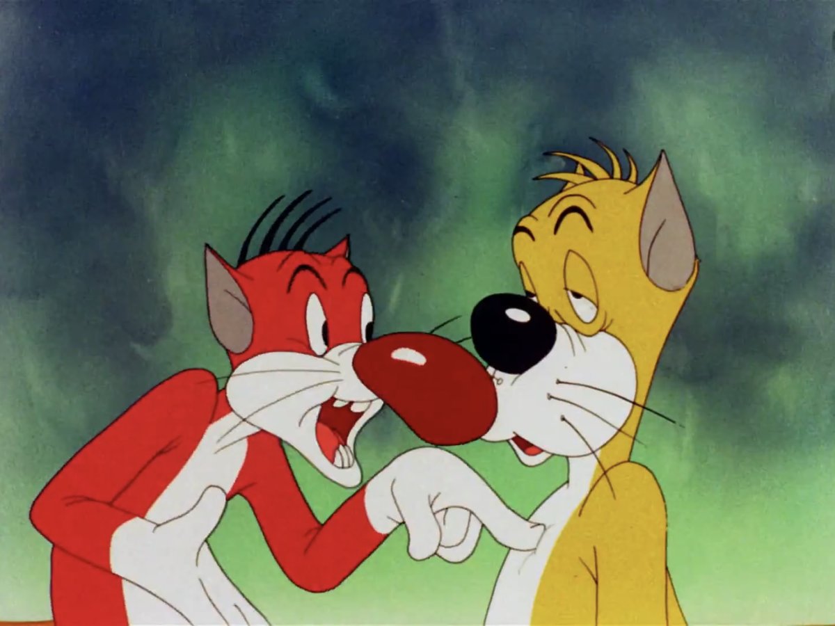 AyerNomasSeries's tweet image. John Kricfalusi creó los personajes #Ren y #Stimpy en 1978. Una fotografía de Elliott Erwitt llamada &quot;Ciudad de Nueva York, 1946&quot; fue la inspiración para #Ren. El diseño de Stimpy se inspiró en la caricatura A Gruesome Twosome (1945) en donde los gatos tenían las narices grandes.