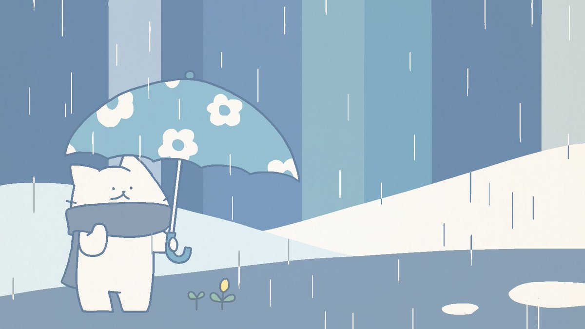 「冬の雨は冷たい 」|猫原のしのイラスト