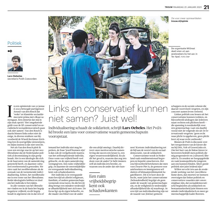 Eerlijk is eerlijk, dit is een sterk stuk van Lars Oebeles.