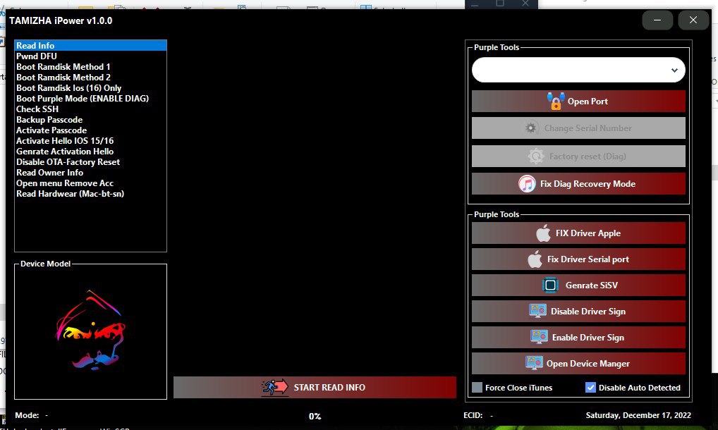 TAMIZHA iPower 1.0

IOS 15 PASSCODE AND HELLO SUPPORT IPHONE / IPAD

😍IOS 16 HELLO BYPASS ADDED
iPhone 8 &amp; iPhone 8P

Duru api Support

EASY TO REGISTER WITH BOT 
t.me/tamizha_crd_bot

JOIN
t.me/tamizha_unlock