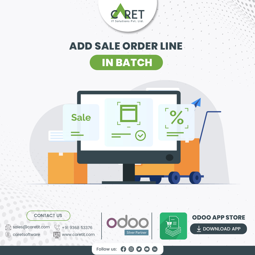 CaretIT's tweet image. Now, Quickly Add #SalesOrder Lines with #Quantities in #Odoo
Get the App: lnkd.in/dP4BgXDy

#OdooApp #OdooSales #OdooModule #OdooBusinessApp #OdooDevelopment #OdooInstallation #OdooTechnical #OdooFunctional #OdooTraining #OdooSupport #OdooImplementation #Migration #CaretIT